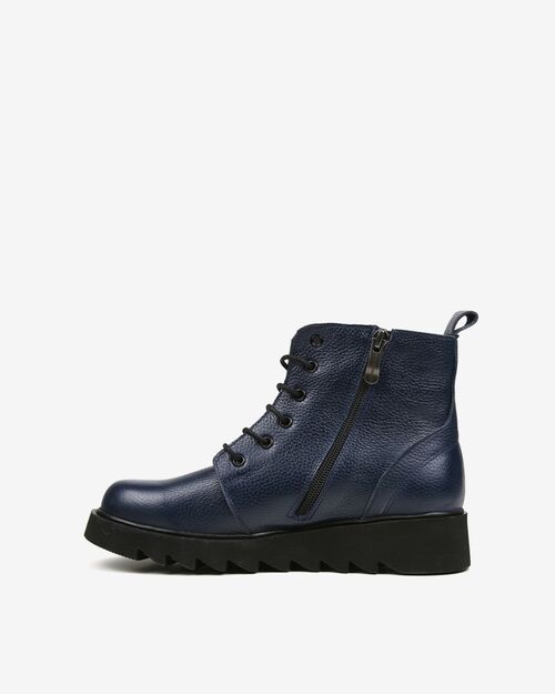 REBETA Deri Kadın Fermuar Detaylı Lacivert Bot