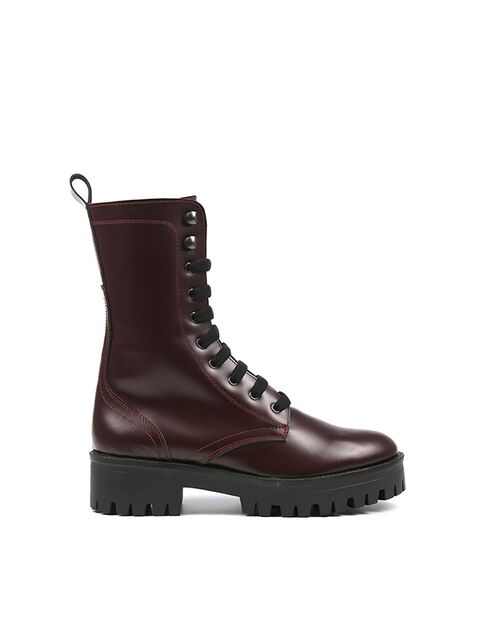 REBETA Deri Kadın Uzun Bordo Bot Açma