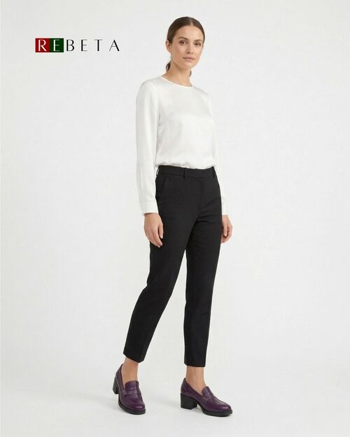 REBETA Deri Kadın Mor Topuklu Loafer Ayakkabı