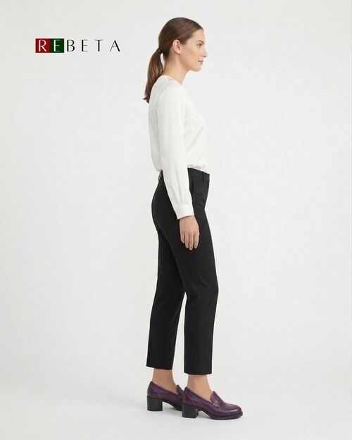 REBETA Deri Kadın Mor Topuklu Loafer Ayakkabı