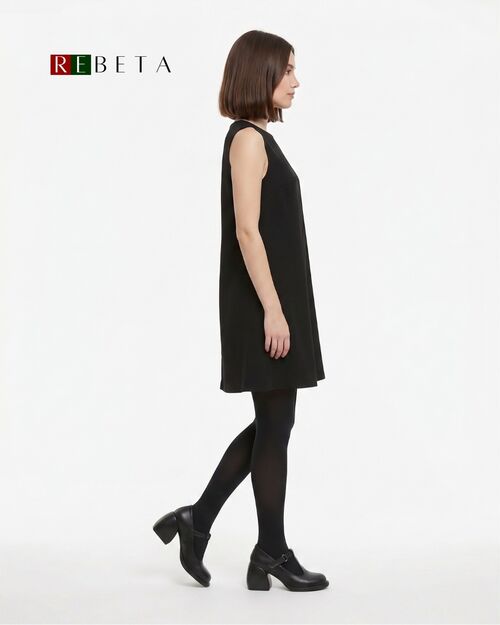 REBETA Deri Kadın Kalın Topuklu Siyah Ayakkabı