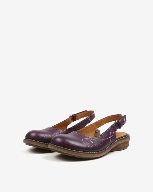REBETA Deri Kadın Dikiş Detaylı Mor Sandalet