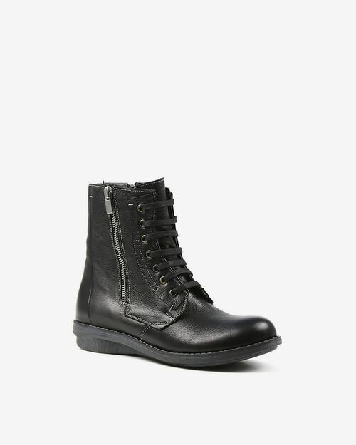 REBETA Deri Kadın Fermuar Detaylı Siyah Bot