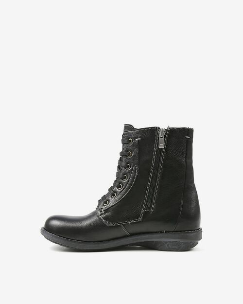 REBETA Deri Kadın Fermuar Detaylı Siyah Bot