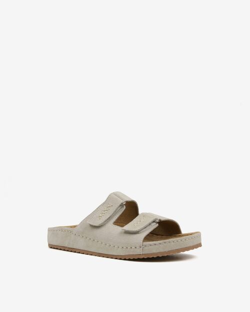 BETA Comfort Kadın Çift Bantlı Saraçlı Bej Süet Terlik