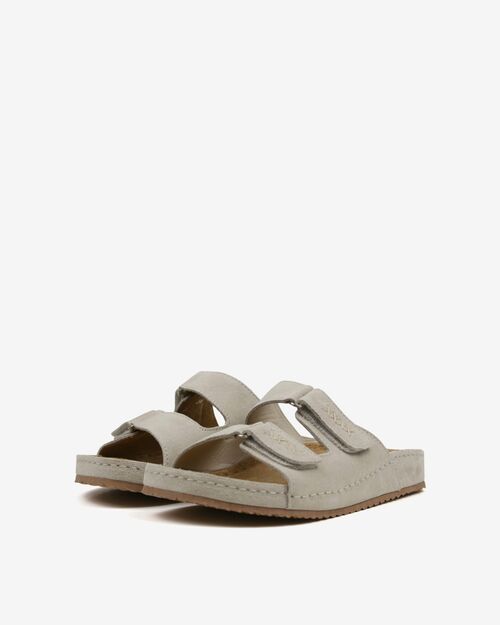 BETA Comfort Kadın Çift Bantlı Saraçlı Bej Süet Terlik