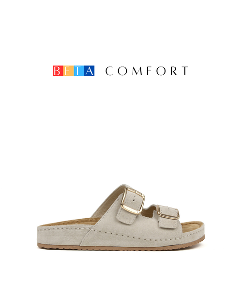 BETA Comfort Kadın Toka Detaylı Bej Süet Terlik