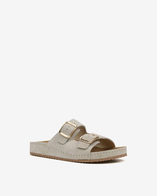 BETA Comfort Kadın Toka Detaylı Bej Süet Terlik