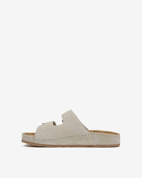 BETA Comfort Kadın Toka Detaylı Bej Süet Terlik