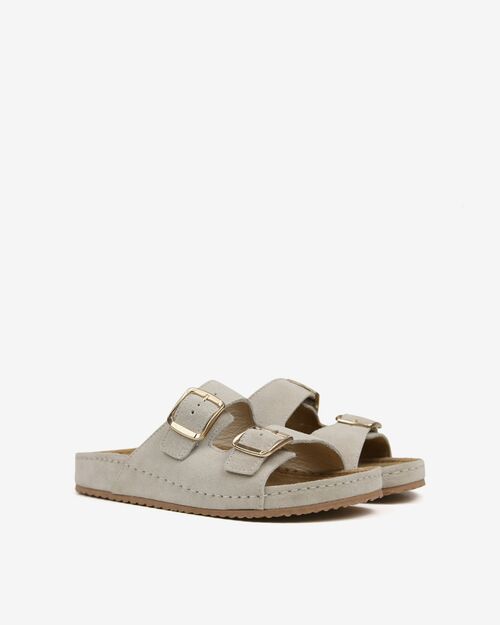 BETA Comfort Kadın Toka Detaylı Bej Süet Terlik