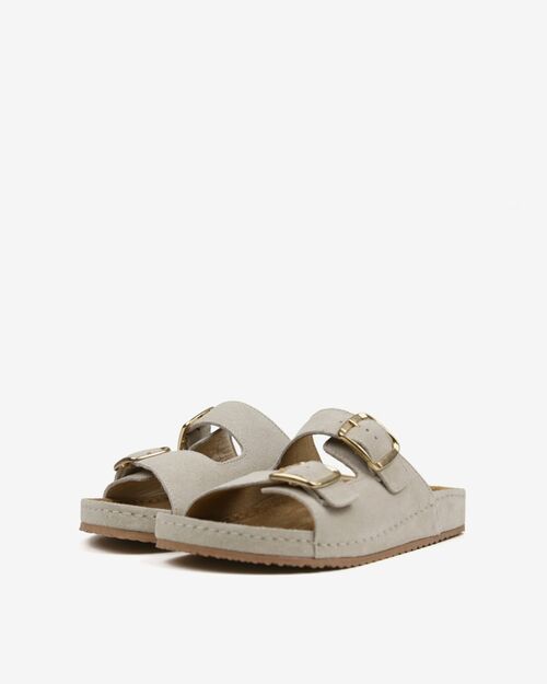 BETA Comfort Kadın Toka Detaylı Bej Süet Terlik