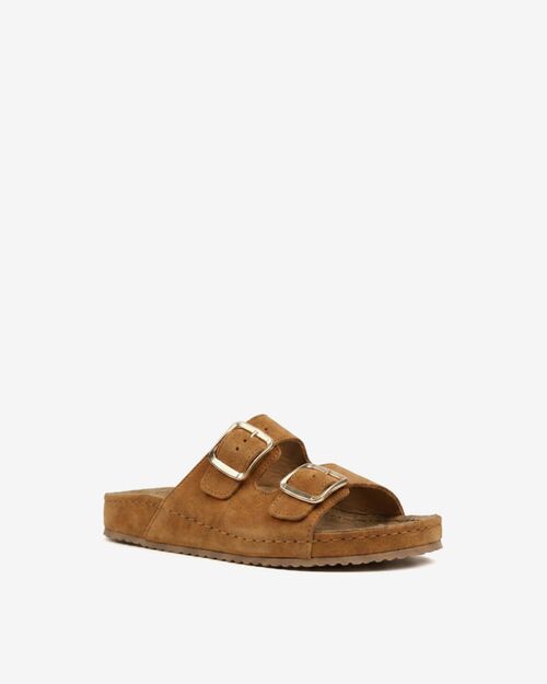 BETA Comfort Kadın Toka Detaylı Taba Süet Terlik