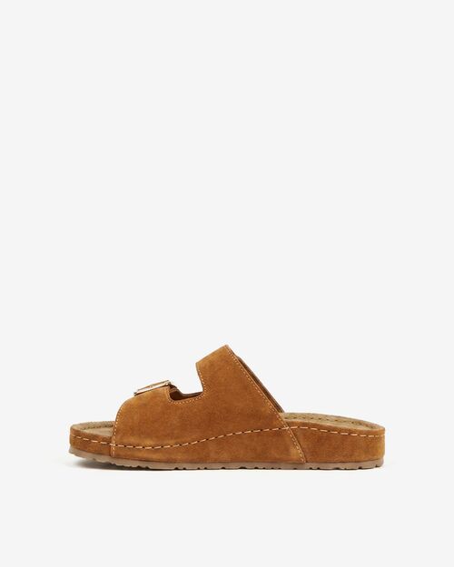 BETA Comfort Kadın Toka Detaylı Taba Süet Terlik