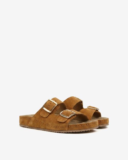 BETA Comfort Kadın Toka Detaylı Taba Süet Terlik