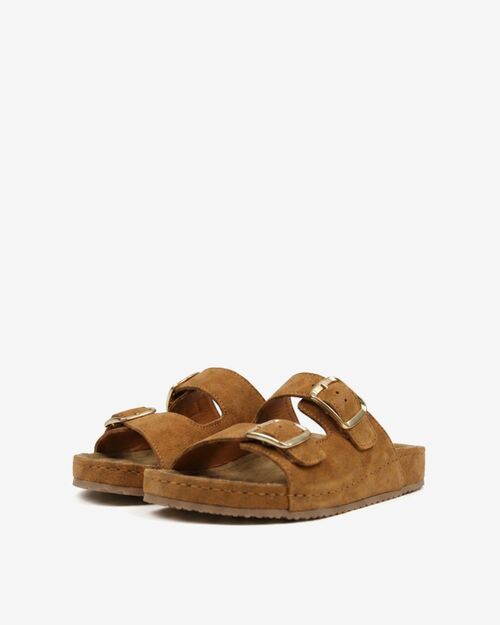 BETA Comfort Kadın Toka Detaylı Taba Süet Terlik