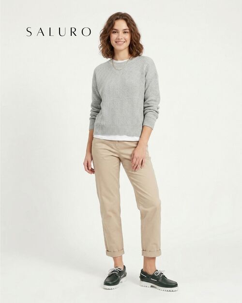 SALURO Deri Kadın Beyaz Tabanlı Yeşil Tekne Ayakkabısı