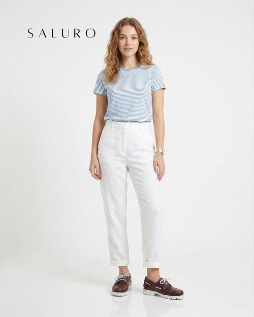 SALURO Deri Kadın Beyaz Tabanlı Bordo Tekne Ayakkabısı