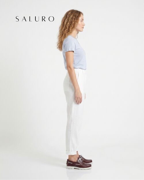 SALURO Deri Kadın Beyaz Tabanlı Bordo Tekne Ayakkabısı