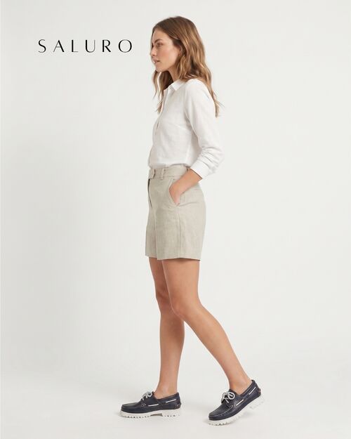 SALURO Deri Kadın Beyaz Tabanlı Lacivert Tekne Ayakkabısı