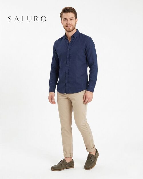 SALURO Deri Erkek Haki Tekne Ayakkabısı