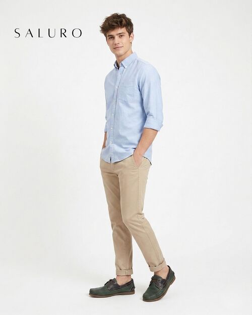 SALURO Deri Erkek Yeşil Kombin Tekne Ayakkabı