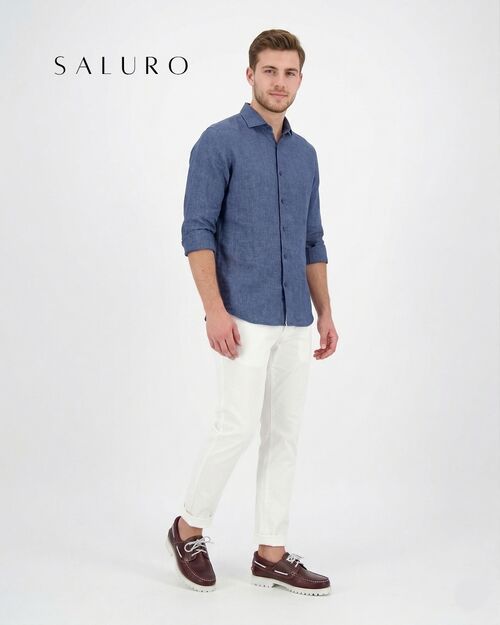 SALURO Deri Erkek Beyaz Tabanlı Bordo Tekne Ayakkabısı