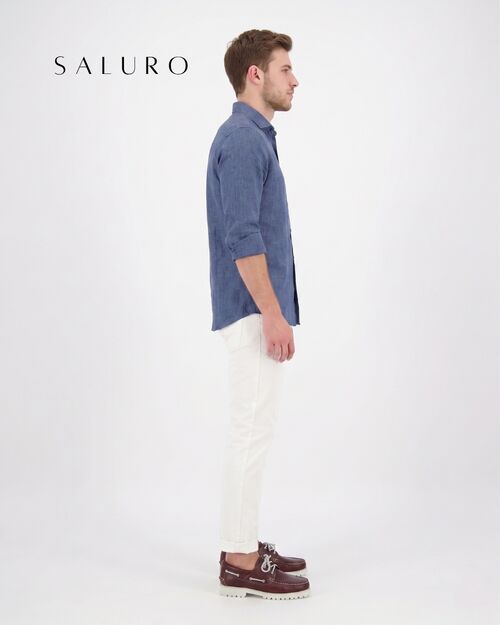 SALURO Deri Erkek Beyaz Tabanlı Bordo Tekne Ayakkabısı