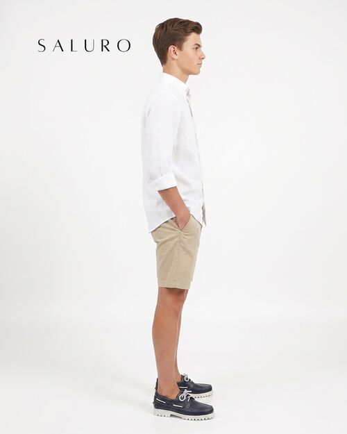 SALURO Deri Erkek Beyaz Tabanlı Lacivert Tekne Ayakkabısı