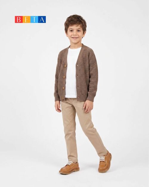 BETA Kids Deri Erkek Çocuk Önden Saraçlı Taba Ayakkabı