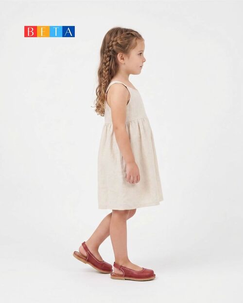 BETA Kids Deri Kız Çocuk Arkadan Bantlı Kırmızı Sandalet