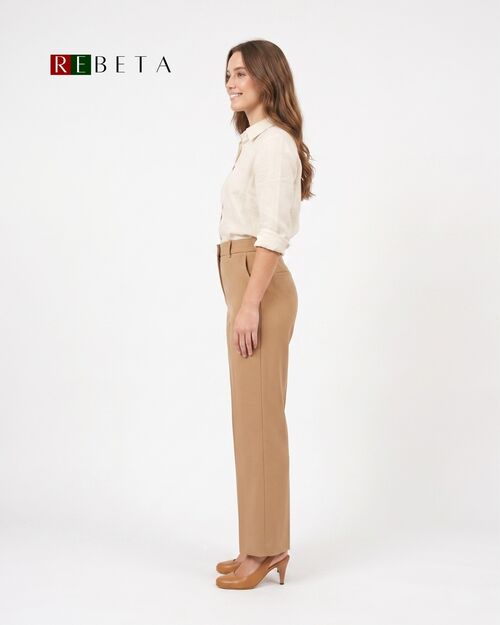 REBETA Deri Kadın Tokalı Topuklu Taba Ayakkabı