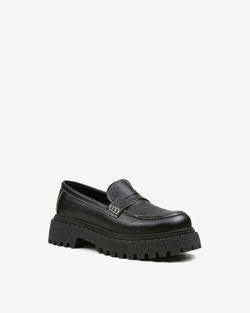 REBETA Deri Kadın Siyah Loafer Ayakkabı