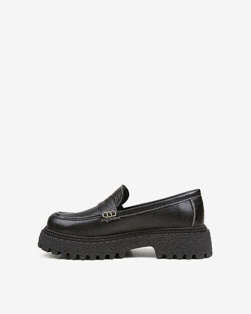 REBETA Deri Kadın Siyah Loafer Ayakkabı
