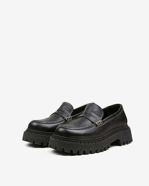 REBETA Deri Kadın Siyah Loafer Ayakkabı