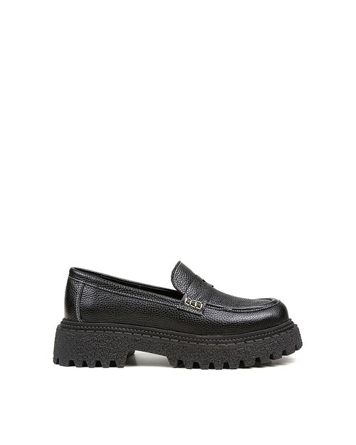 REBETA Deri Kadın Siyah Loafer Ayakkabı