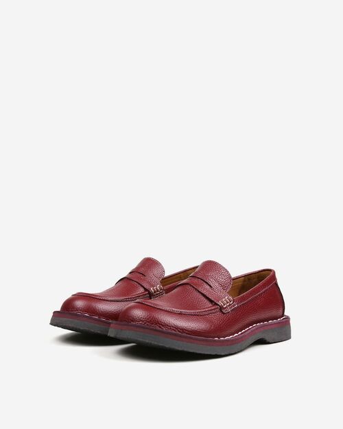 REBETA Deri Kadın Dikiş Detaylı Bordo Loafer Ayakkabı