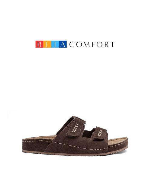 BETA Comfort Kadın Çift Bantlı Saraçlı Kahve Süet Terlik