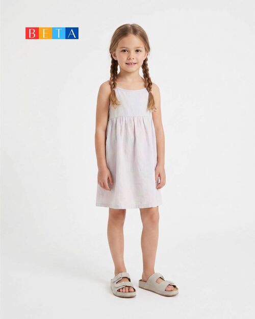 BETA Kids Kız Çocuk Çift Bantlı Saraçlı Bej Süet Terlik