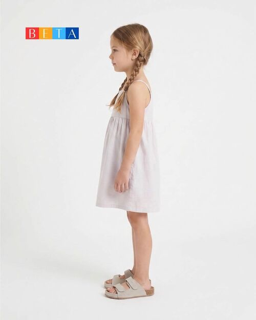BETA Kids Kız Çocuk Çift Bantlı Saraçlı Bej Süet Terlik