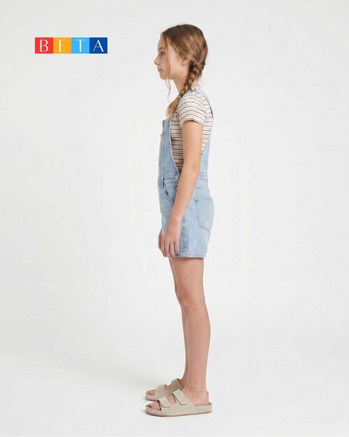 BETA Kids Kız Çocuk Çift Bantlı Saraçlı Bej Süet Terlik