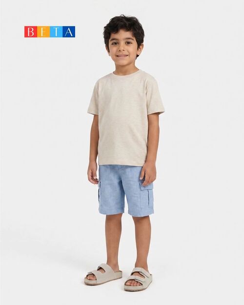 BETA Kids Erkek Çocuk Çift Bantlı Saraçlı Bej Süet Terlik