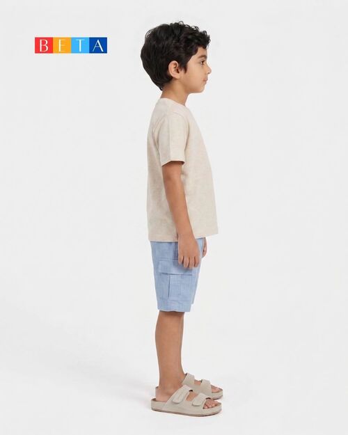 BETA Kids Erkek Çocuk Çift Bantlı Saraçlı Bej Süet Terlik