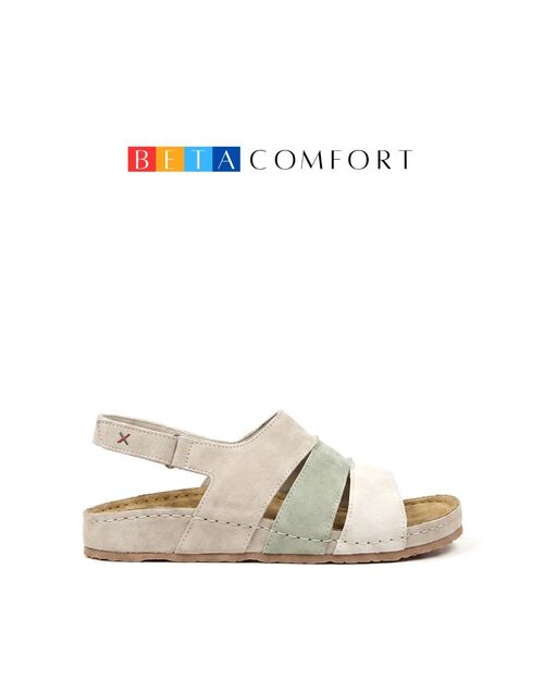 BETA COMFORT Kadın Bej Kombin Süet Deri Sandalet