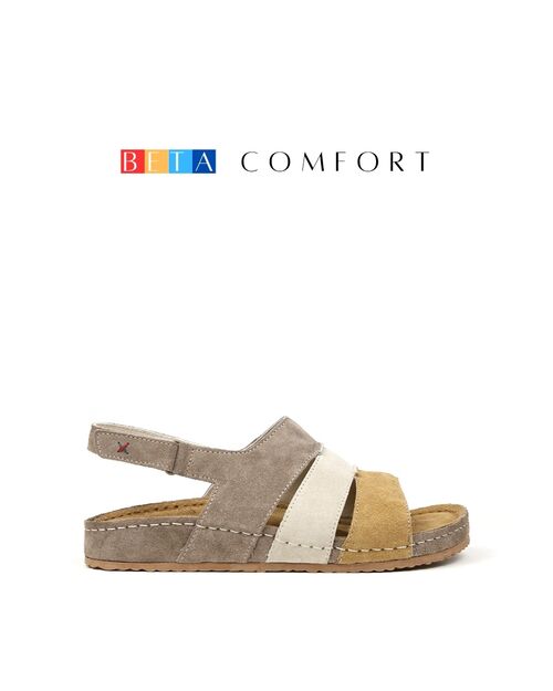 BETA COMFORT Kadın Taba Kombin Süet Deri Sandalet