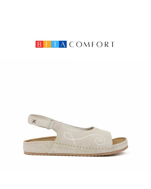 BETA COMFORT Kadın Bej Süet Deri Sandalet