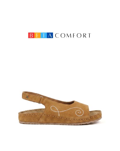 BETA COMFORT Kadın Taba Süet Deri Sandalet