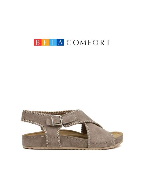 BETA COMFORT Kadın Vizon Süet Deri Sandalet