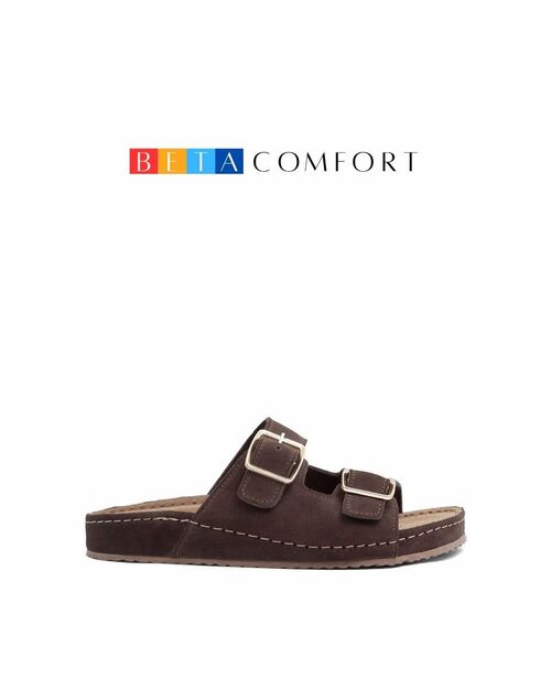 BETA Comfort Kadın Toka Detaylı Kahve Süet Terlik