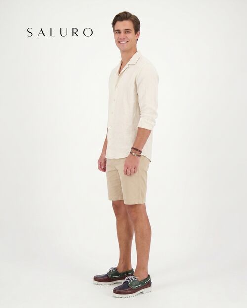 SALURO Deri Erkek Beyaz Tabanlı Bordo Yeşil Kombin Tekne Ayakkabısı