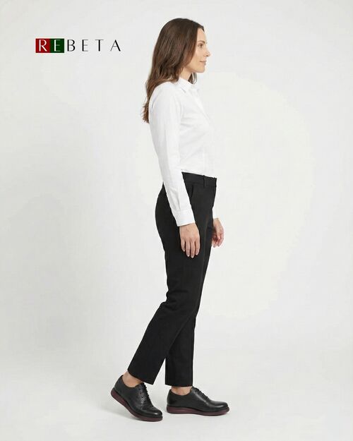 REBETA Deri Kadın Bordo Tabanlı Siyah Ayakkabı Kombin